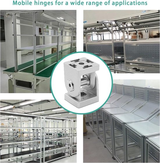 8 stuks aluminiumprofiel verbinders, 180° draaibereik, verstelhoek scharnierverbinding voor aluminiumprofiel 30x30 — afbeelding 5