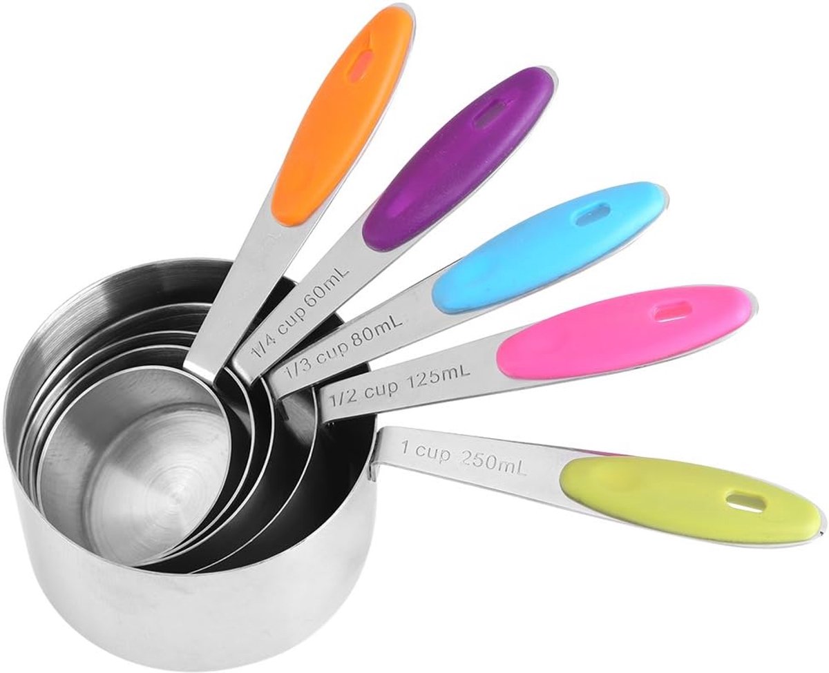 5 Stuks Maatlepels, Maatlepels, Mokken, Van Roestvrij Staal, Maatlepelset Met Antislip Handvat, Ergonomisch Keukengereedschap Voor Granen, Specerijen, Suiker, Zout, Olie, Koffie