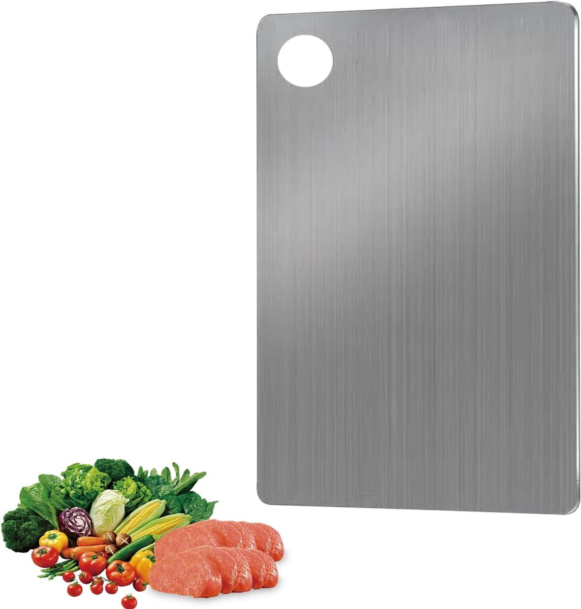 304 Roestvrijstalen Snijplank, 30 x 20 cm Dubbelzijdig geschikt voor levensmiddelen roestvrij staal, Professionele Multifunctionele Keukensnijplank, Geschikt voor Vlees, Fruit, Pasta, Groenten