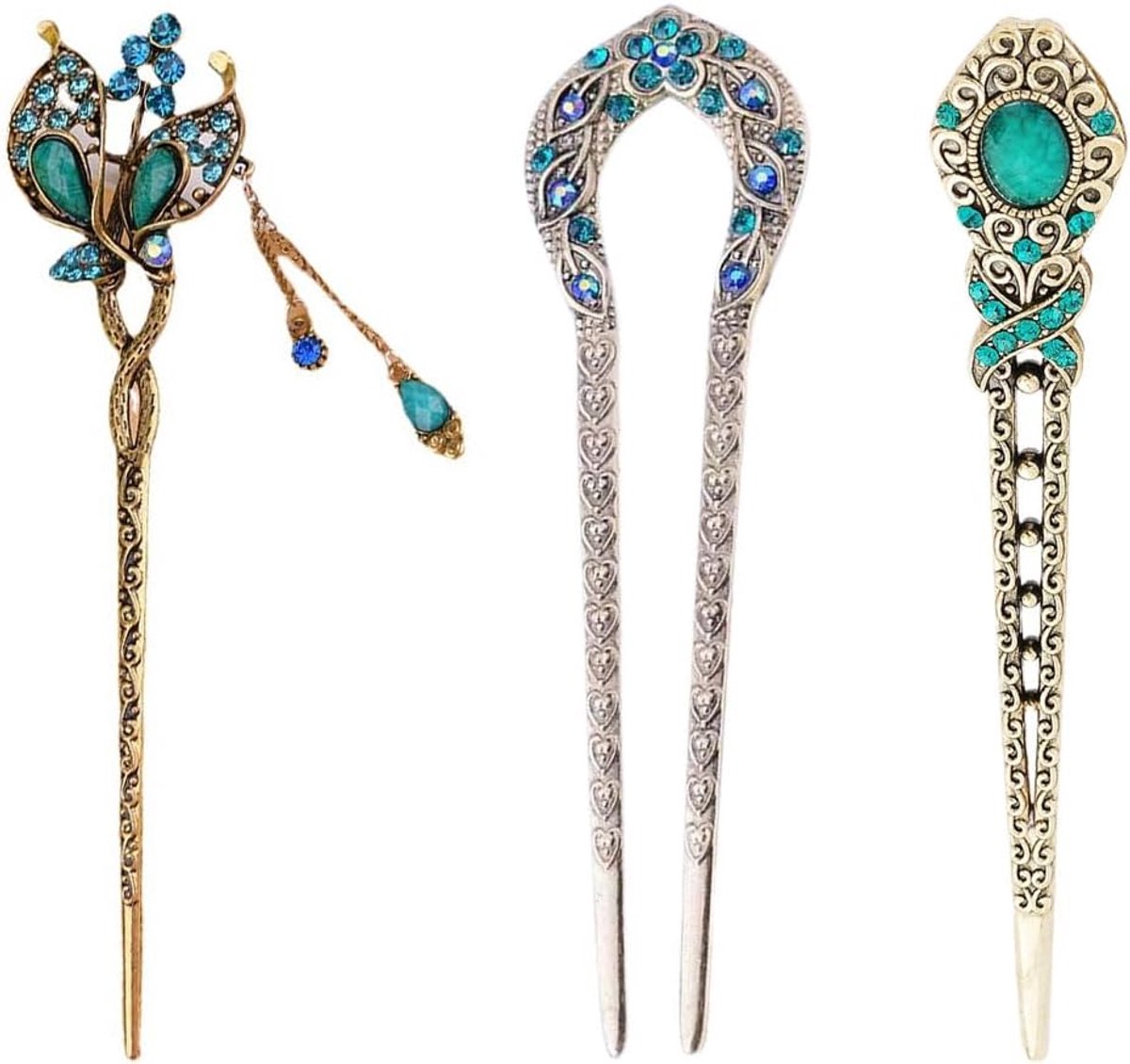 Haarspelden, vintage haarspeld, metalen staafjes voor decoratief haar, stevig kapsel voor vrouwen en meisjes