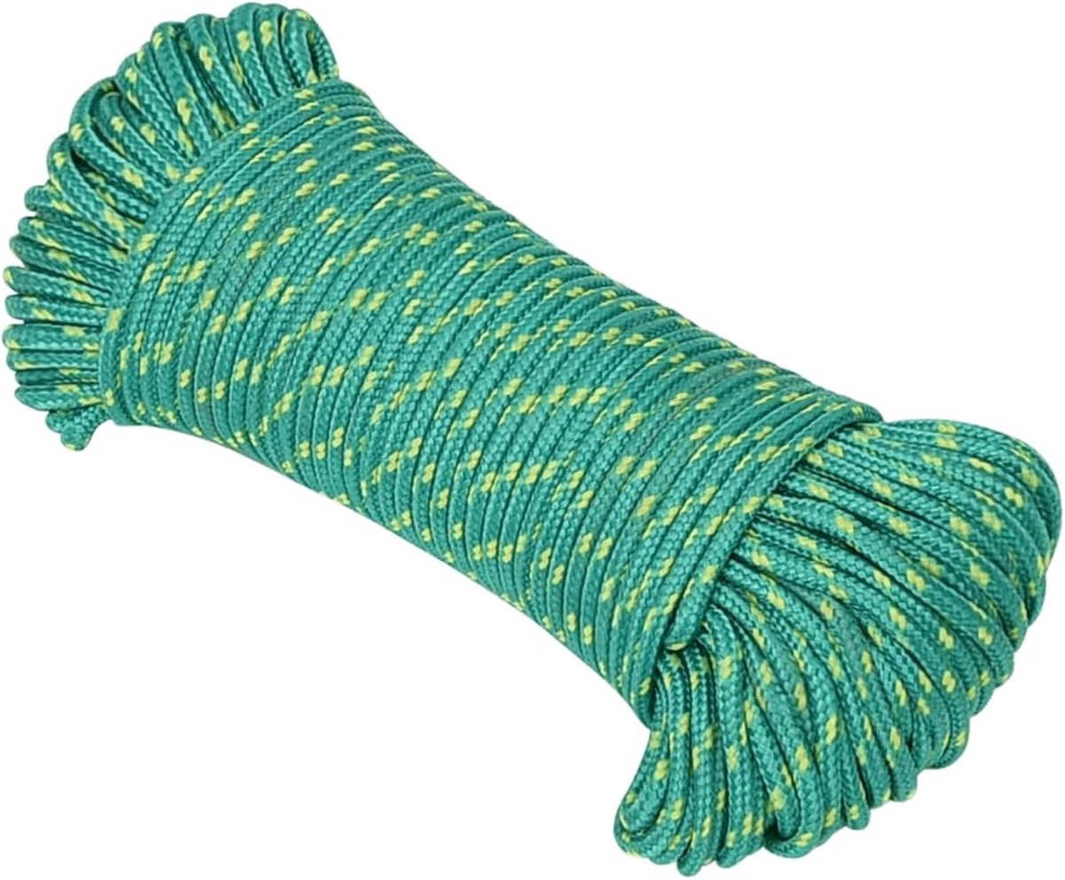 Boottouw, groen, 5 mm, 25 m, polypropyleen, blauw, ankerlijn, aanzettouw, outdoortouw, polypropyleentouw voor gebruik op zeilboten, boten of jachten