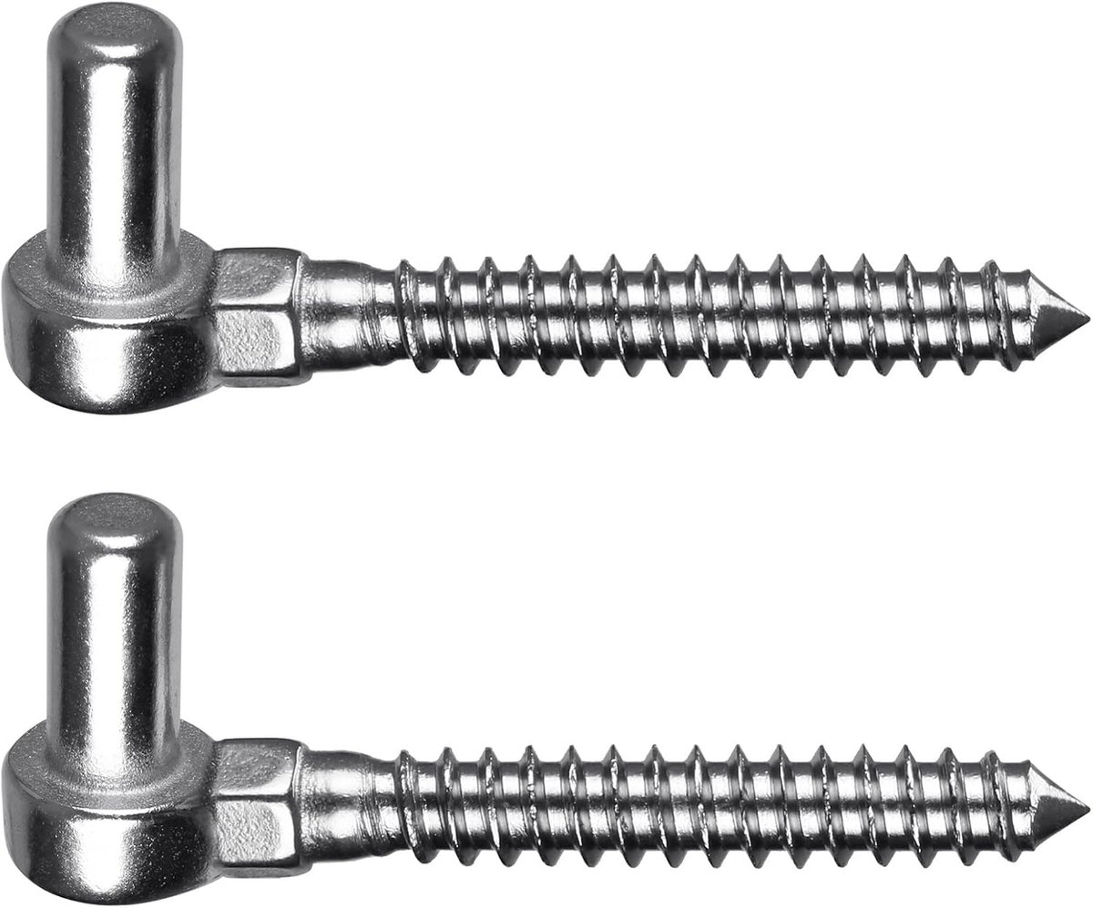 Gate Scharnier M12, 2 Pakket Heavy Duty Boerderij Schroef Haak op Scharnier Hanger Haak op Bout Roestvrij Staal Metalen Hardware met 16mm Pin voor Houten Hek/Tuinpoort/Veldpoort/Oprit