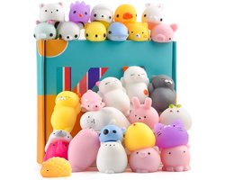 Squeeze knijpspeelgoed, 30 stuks zachte squishies paasei-vullingen, speelgoed, leuke mini-panda, kat, konijnen, stressvermindering voor kinderen, voor verjaardagsfeesten en goodie bag vulling