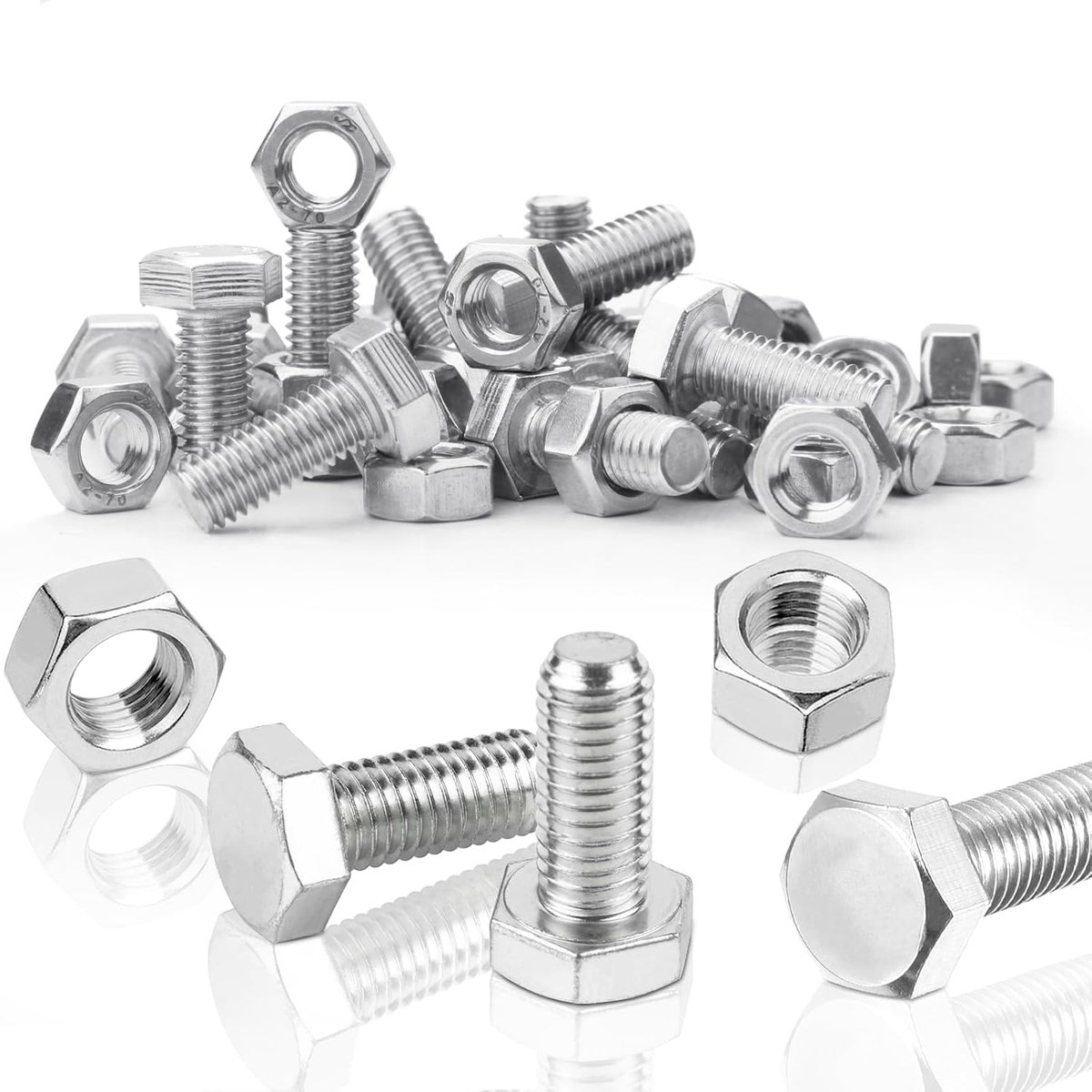 Sets Zeskantschroeven M6 x 10 mm bouten en zeskantmoeren set DIN 933 / ISO 4017 roestvrijstalen schroeven A2 V2A buitenzeskant volledige draad schroeven met metrische machineschroeven