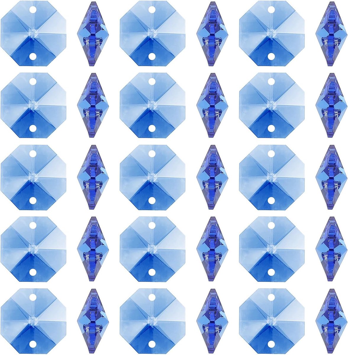 K9 Kristallen octagon kralen 2 gaten hangers, 100 stuks 14 mm kroonluchter prisma's delen ornamenten hangende kralen voor doe-het-zelf kunsthandwerk decoratie, blauw