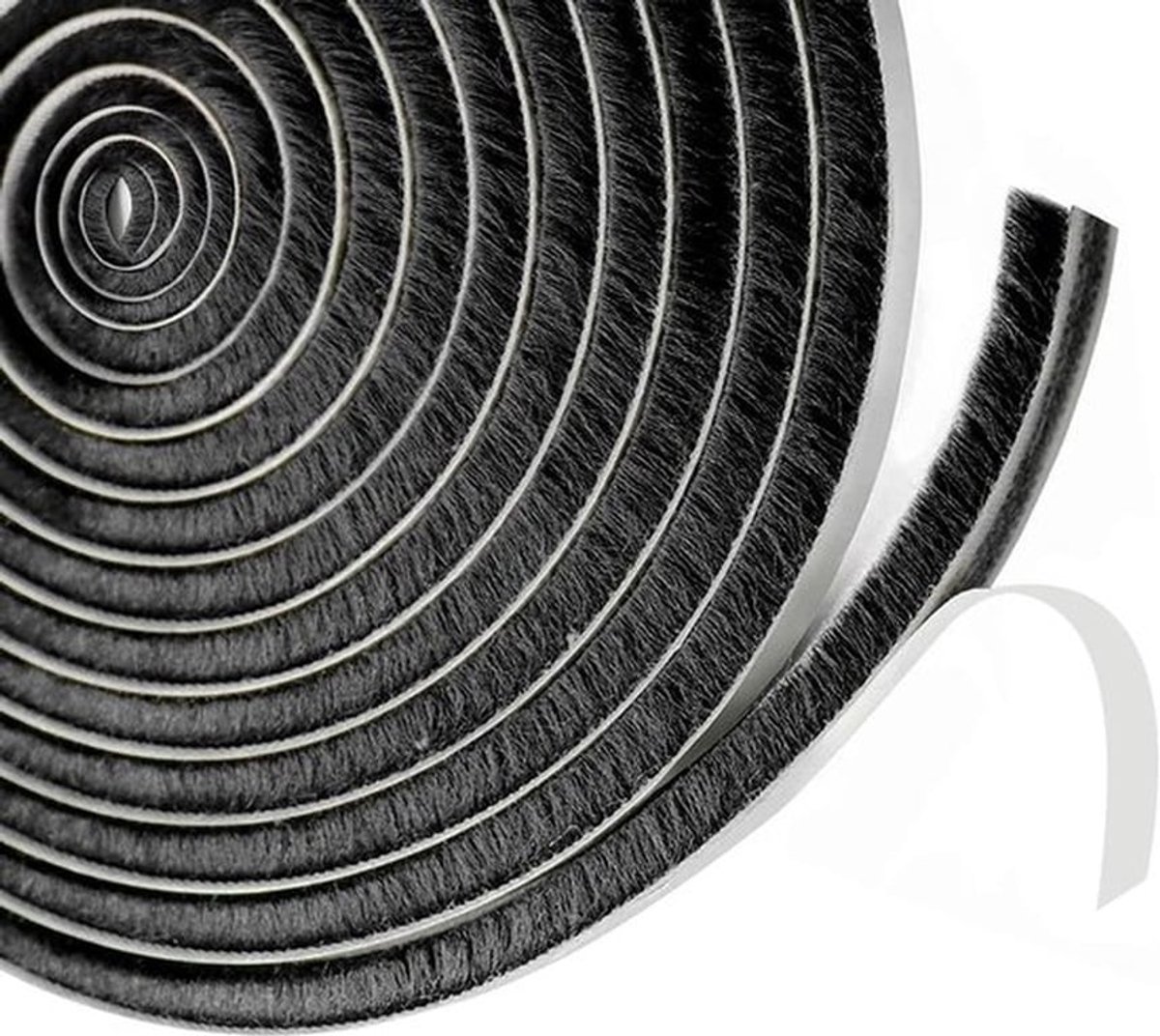 Draught Excluder voor Deuren en Ramen, 5m Lange Adhesieve Borstel Weather Strip, Zwart, Isolatie en Energiebesparing