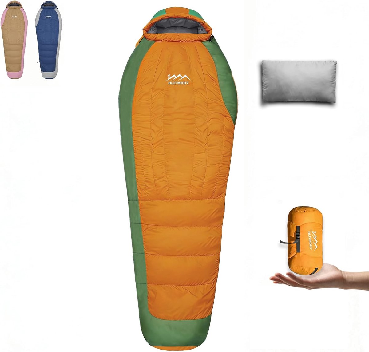 Dons slaapzak met kussen - 680FP eendendons - 215x80cm - comfortabel tot -5°C - SnelShoppen