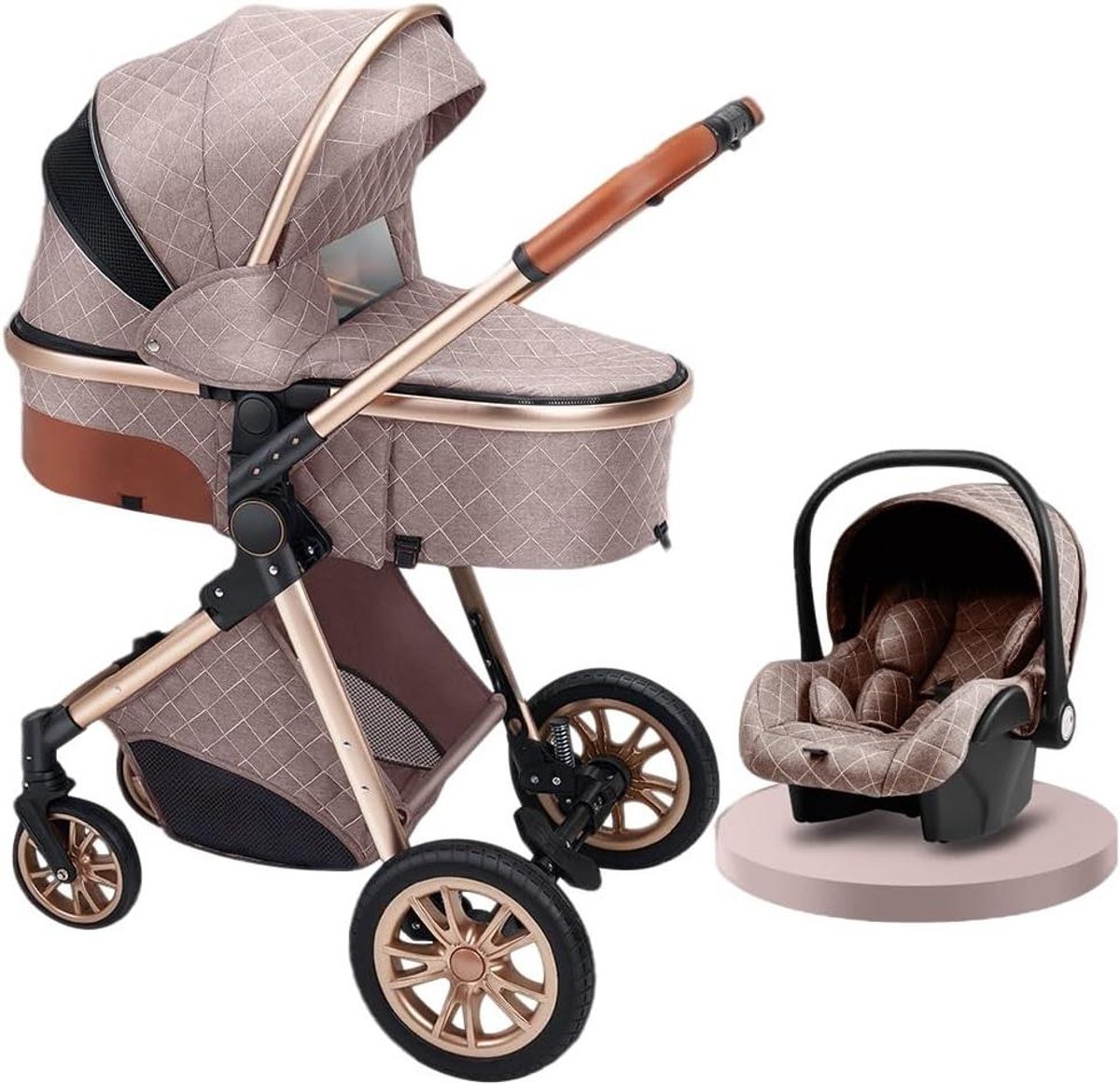 Baby Kinderwagen - Wandelwagen Peuter - Veilig Vervoer - Anti-shock Ontwerp - Tot 70 kg - Khaki