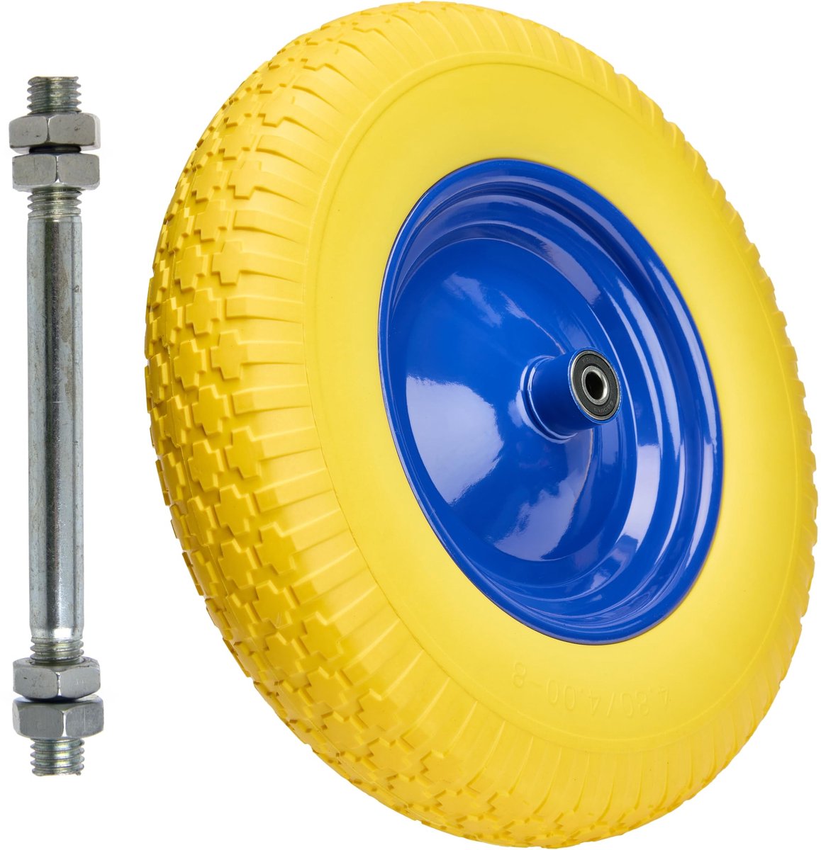SnelShoppen - Garronda PU Wiel 4.80/4.00-8 Anti-lek Kruiwagenwiel met As voor Tuin en Lichte Werkzaamheden - Hoge Kwaliteit Ø 39×9,5 cm Gat 12 mm Draa