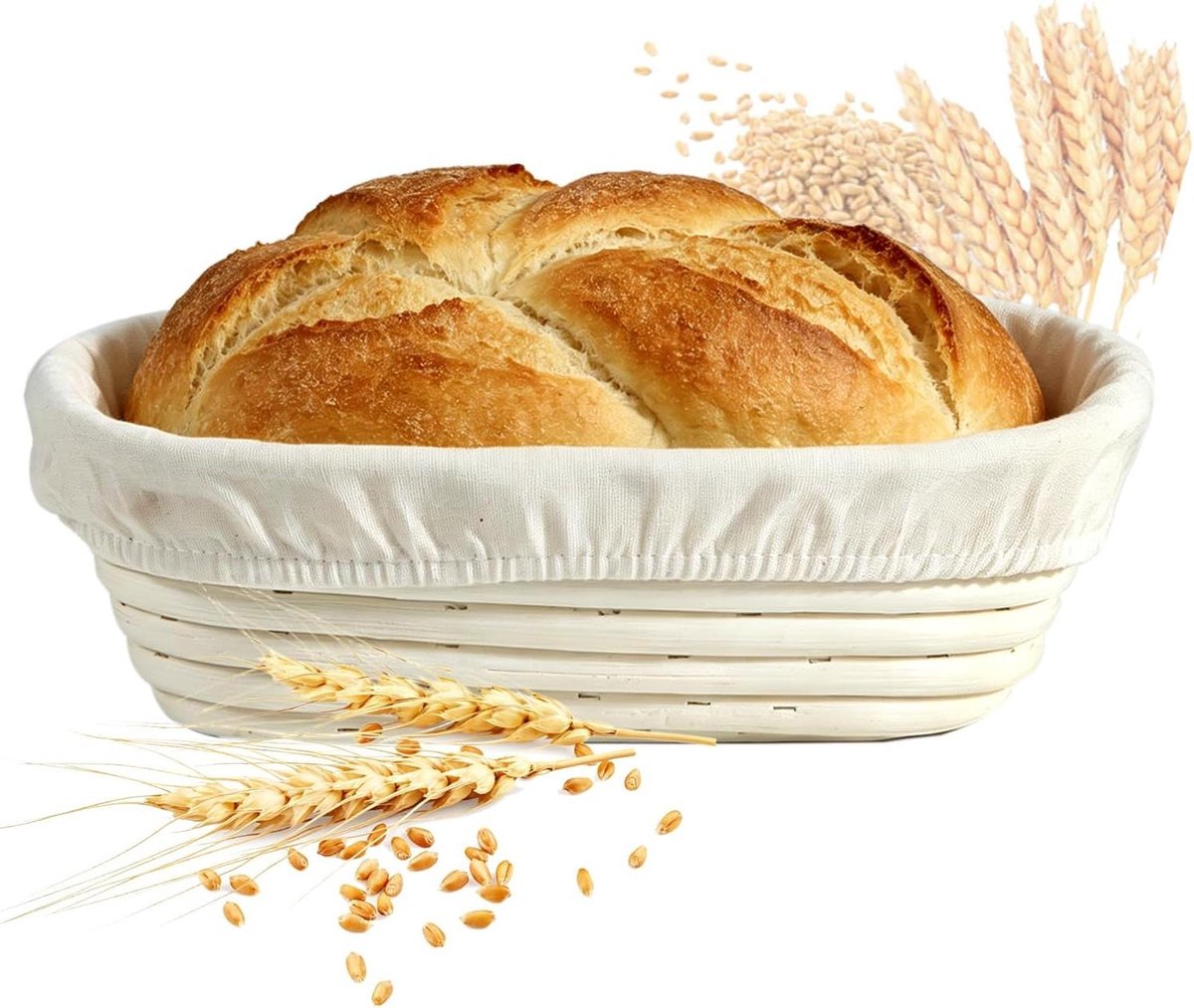 Ovaal Rijsmand - Broodmand Rijs - Brood Bakken - Handgemaakt - 25x10x5 cm - Bruin