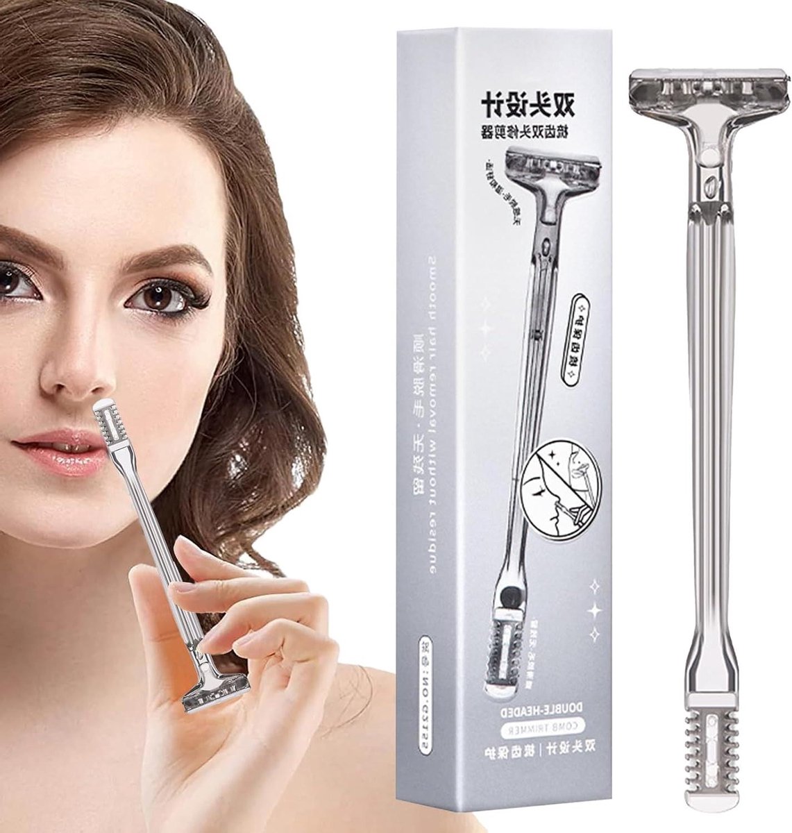 Neustrimmer Mannen - Gezichtshaartrimmer Wenkbrauwtrimmer - Persoonlijke Verzorging - Antiknijp Functionaliteit - Zakformaat - Wit