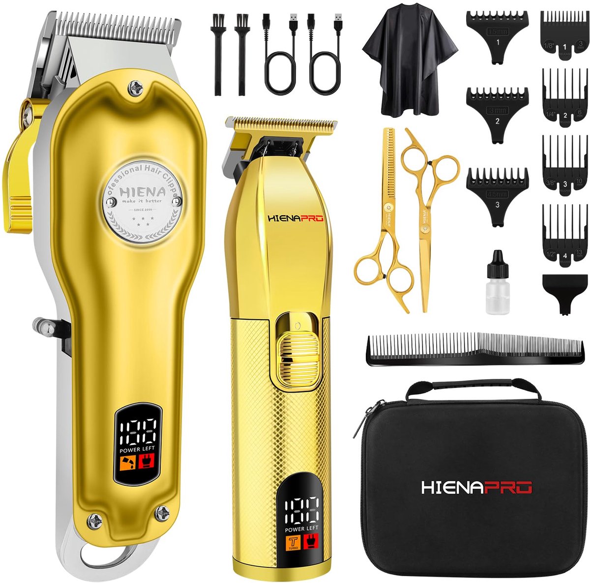 SnelShoppen - Professionele Draadloze Tondeuse en Trimmer Set voor Mannen - Oplaadbare Haar Snijden Kit met LED Display - Ideaal voor Kappers en Thuis