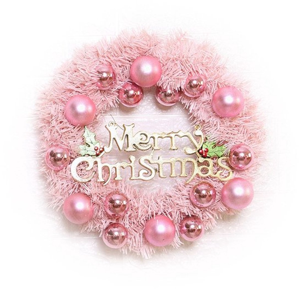 Roze PVC Kerstkrans 30 cm voor Decoratie binnen en buiten