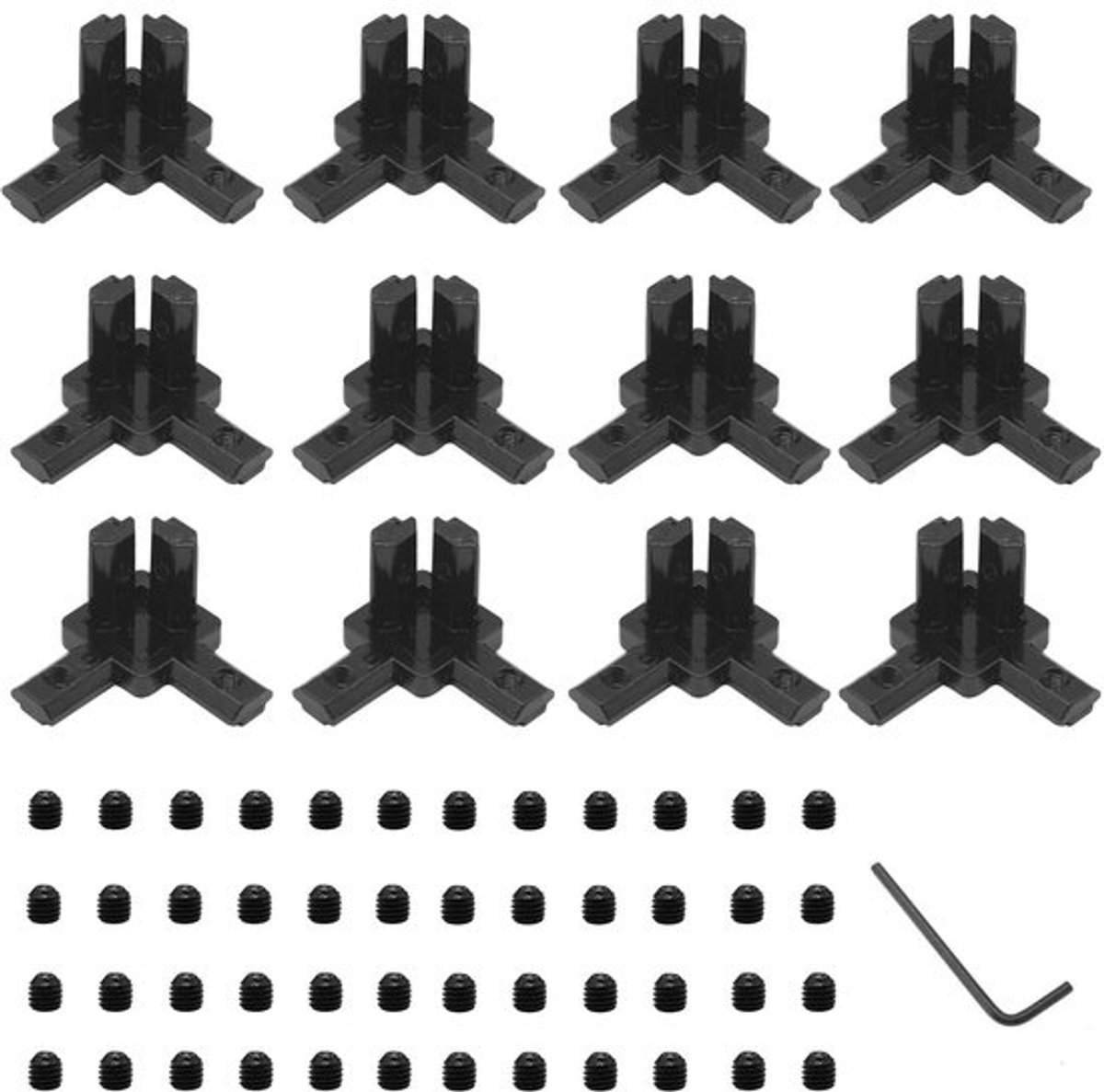 Hoekbeugels 12 Stuks - 3-Weg Connector Set - Inclusief 48 M4-Schroeven - 1 M2-Inbussleutel - Zinklegering - Voor 2020-Serie Aluminium Profiel - Profielconnector