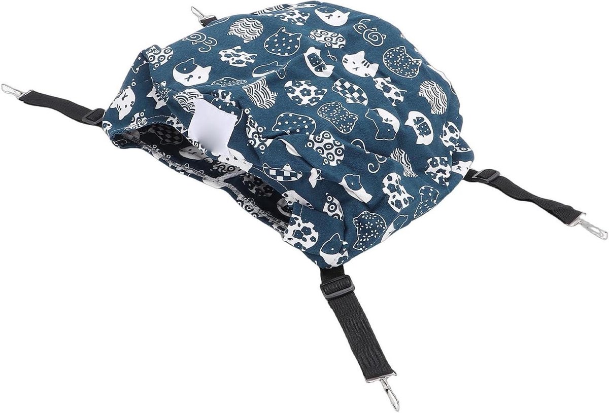 Kattenkooi Hangmat - Huisdierbed Dubbellaags - Ontspannen en Spelen - Dubbele Laag Verkoelend - 30 x 23 cm - Blauw