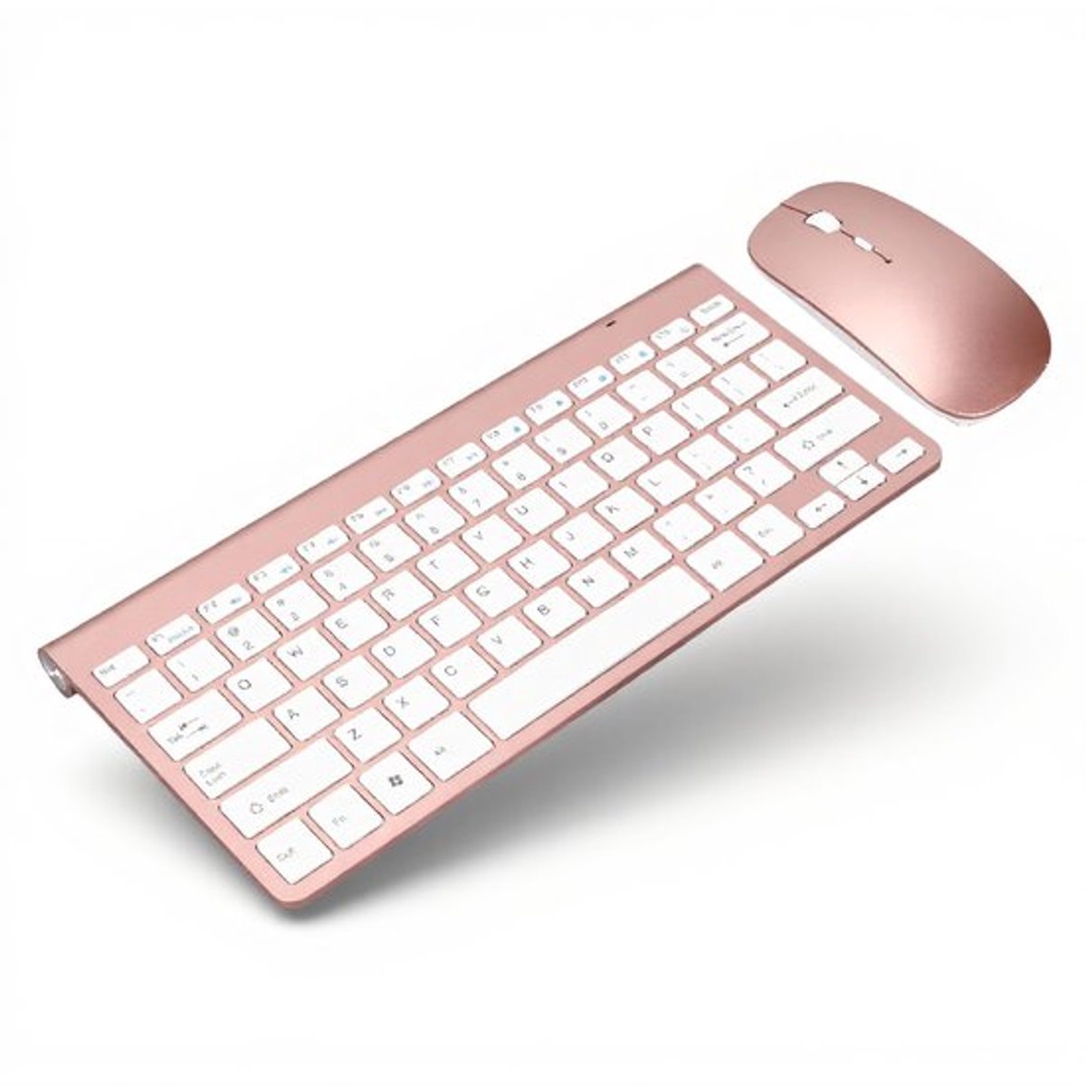 Draadloze Toetsenbord-Muisset - Ergonomisch Design - Roségoud - Stil en Comfortabel - Geschikt voor Computer en Laptop - 78 Toetsen