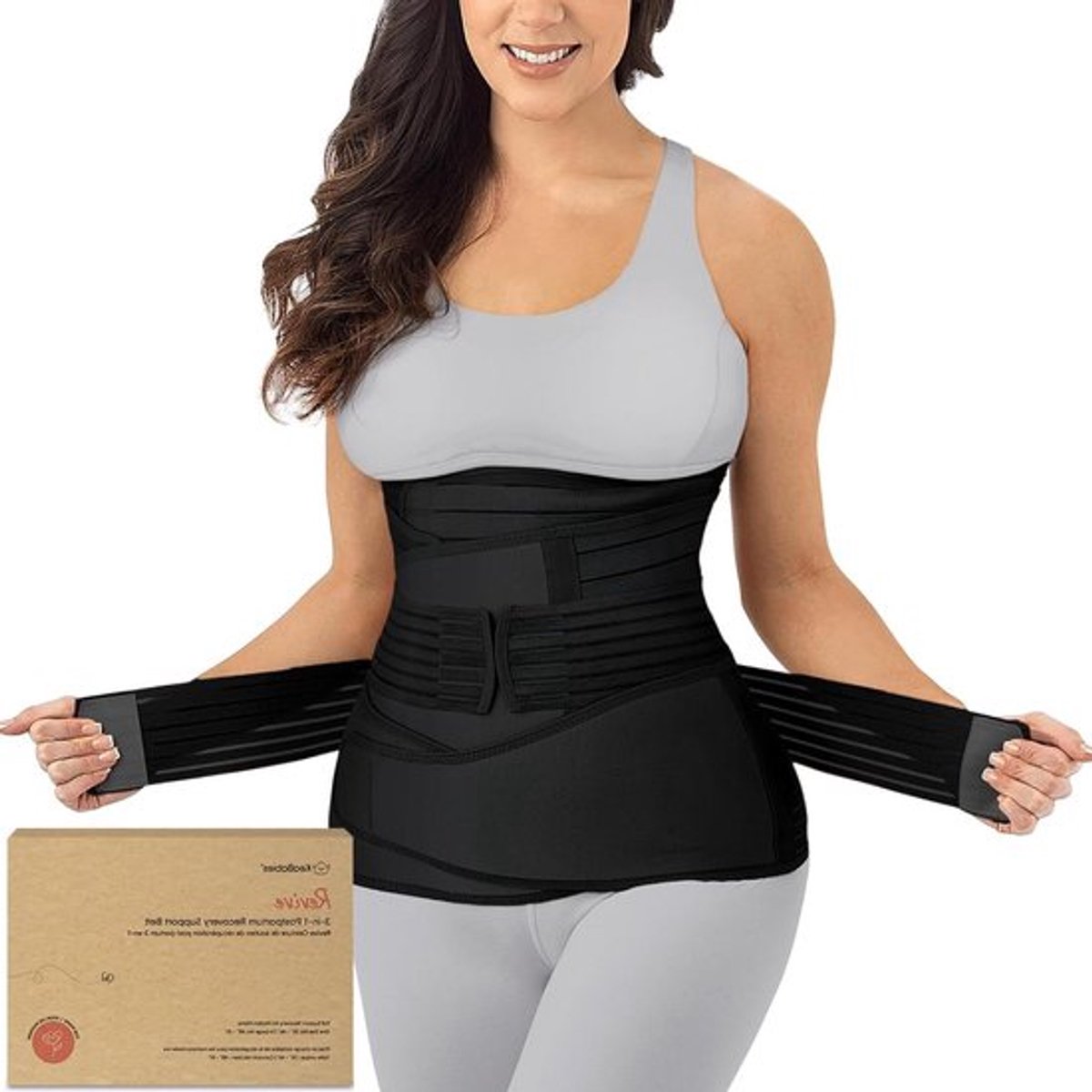 Postpartum buiksteun herstelwikkel voor na de geboorte - Afslankende gordels - Bodyshaper taille shapewear - Zwangerschap steunband - Omvang XL - Zwart.
