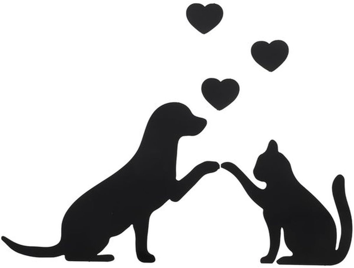 - Wandstickers Dieren - Decoratie voor Badkamer en Slaapkamer - Zwart - Kat en Hond Stickers - Muurdecoratie voor Dierenliefhebbers - Inclu...