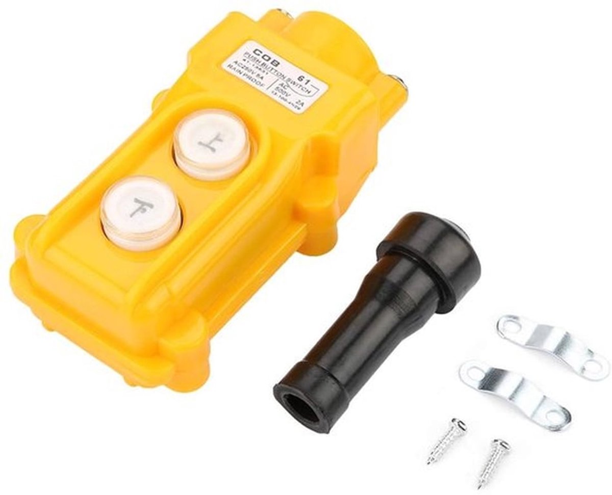 - Drukknopschakelaar - Regendichte takelbediening - Max 220V 10A - ABS kunststof - Veilig en betrouwbaar - Geschikt voor kraanhanger bedien...