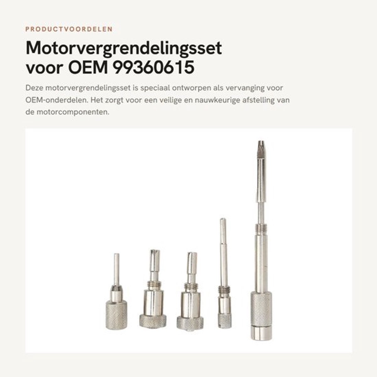 Vergrendelingsset 5 Stuks - Motorinstelling - Nokkenasafstelling - Sensorvergrendelingspin - Krukasvergrendelingspel - Vervangende onderdelen 99360614/99360615/99360608 - Motorafstelset