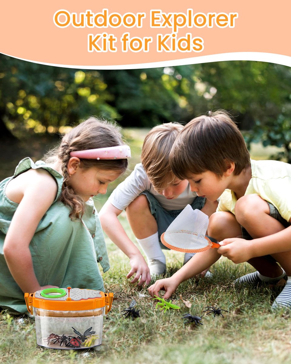 SnelShoppen - Growithu Insectenvangset voor Kinderen - 23-delige Insectenvanger, Buitenspeelgoed voor Ontdekkingsreizigers van 3-7 Jaar, Educatief, Av