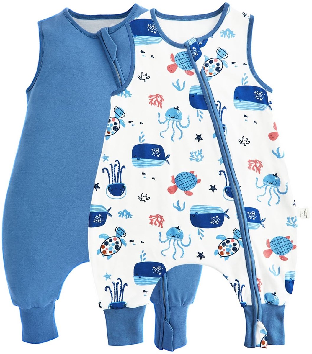 Dailygoods - Baby Slaapzak met Benen - 1.0 TOG, 100% Katoen, Blauw, 4-6 Jaar