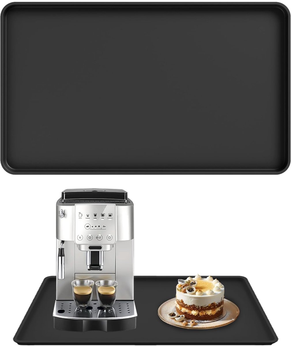 Dailygoods- Koffiemachine Mat 47x28cm - Siliconen Onderlegger - Antislip - Verhoogde Randen - Schokabsorberend - Geluidsreducerend