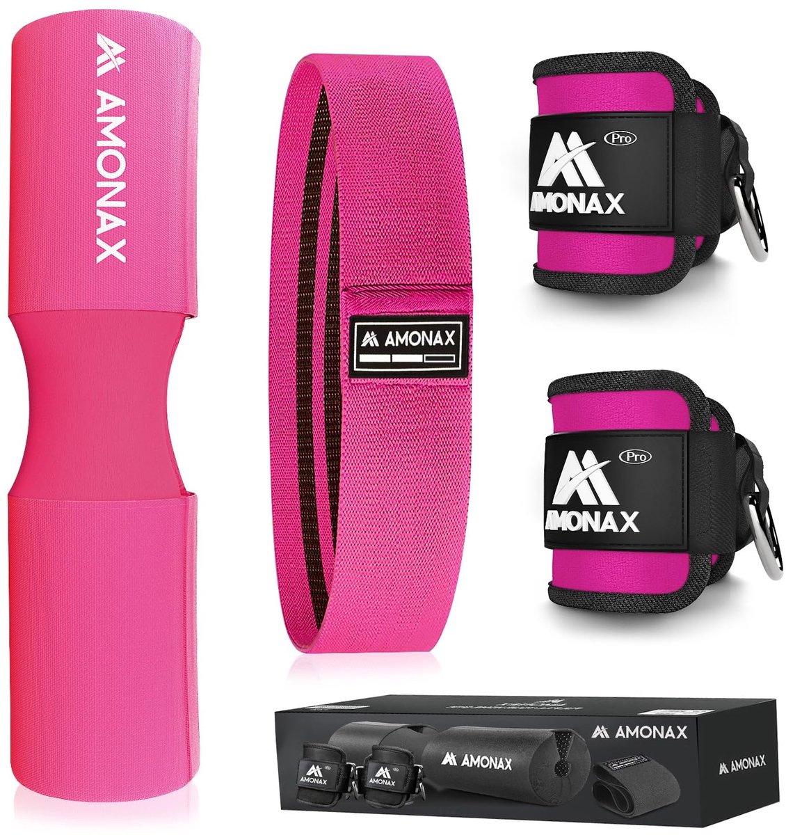 SnelShoppen - Amonax Barbell Squat Pad Set - Hip Thrust Pad, Weerstandsband voor Buiten, Enkelband voor Kabelkatrolsysteem - Fitness Accessoires voor