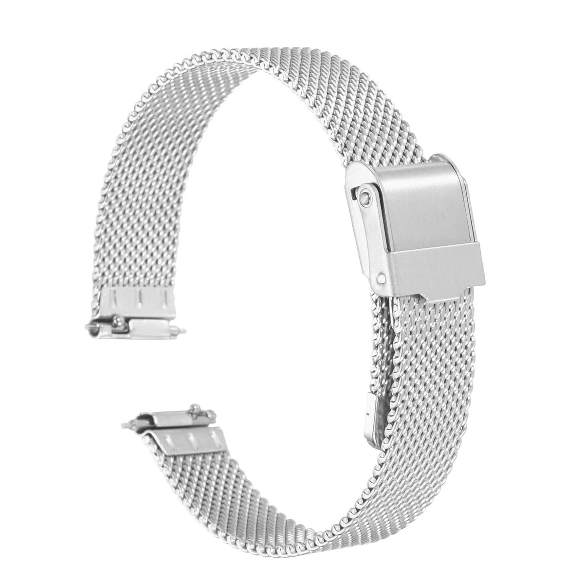 Dailygoods - Horlogeband van Roestvrij Staal 12mm met Snelsluiting - Zilverkleurig