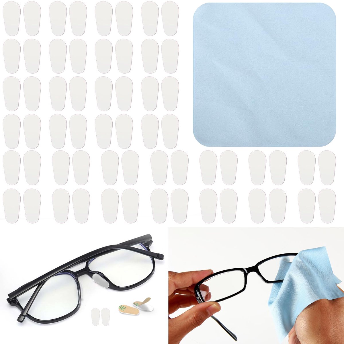 Dailygoods - 30 Pairs Silicone Neus Pads voor Brillen - Zelfklevende Anti-slip Pads