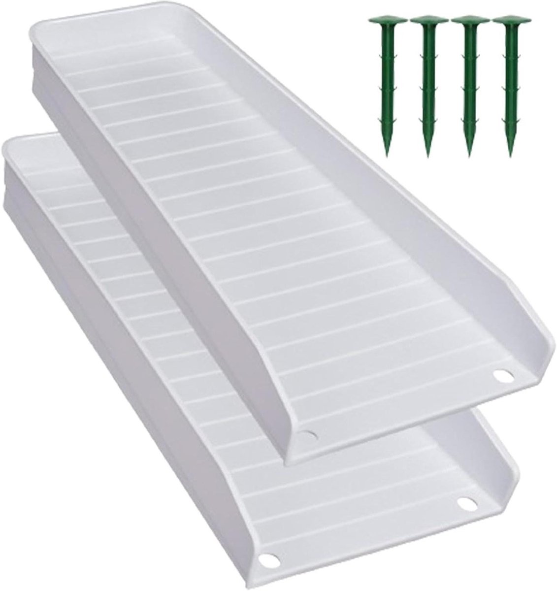 Regenpijp Spatblok - Gootbeschermer Wateromleider - Funderingsbescherming - Gestructureerd Oppervlak - 462 x 238 x 88 cm - Wit