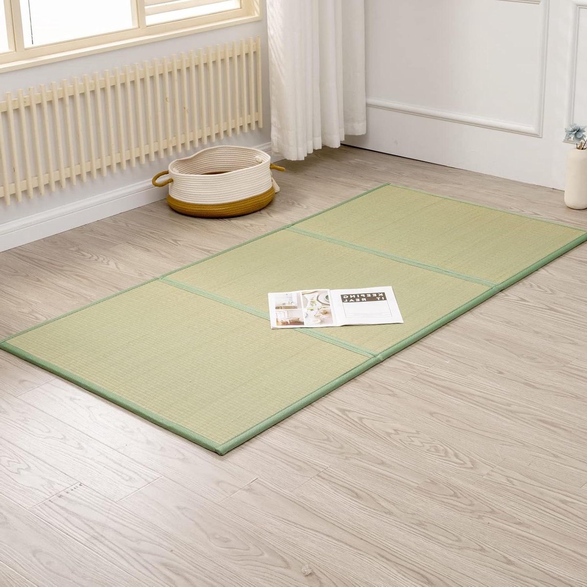Tatami Mat - Japanse Matras Futon - Slapen en Ontspannen - Natuurlijk Rush Gras - 200x99x1.3 cm - Natuurlijk Groen