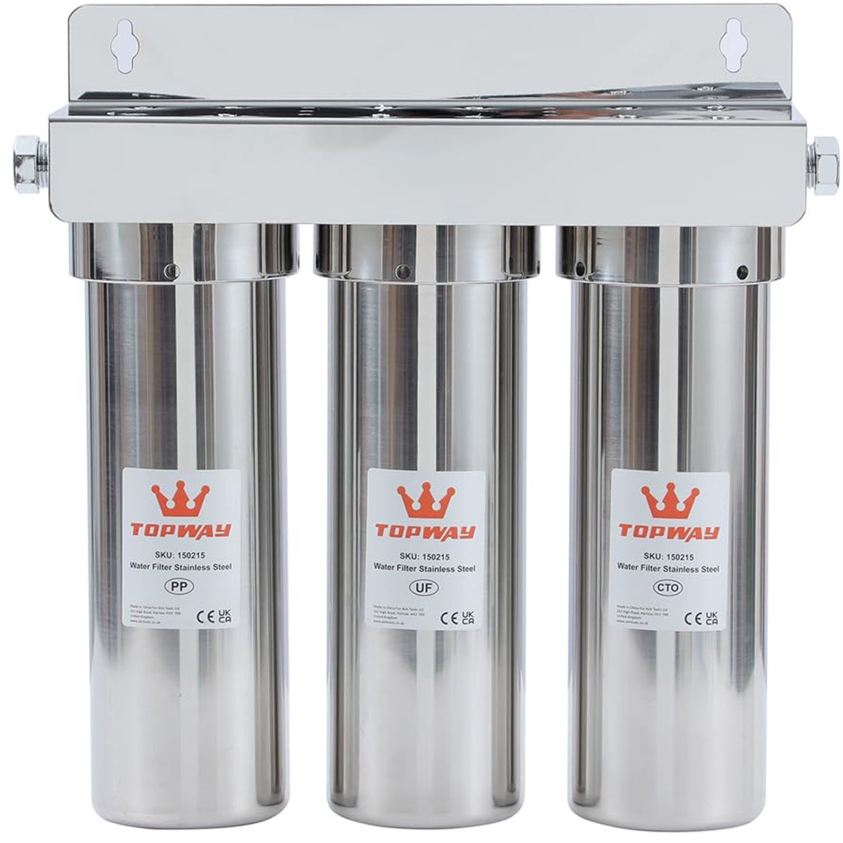 SnelShoppen - 3-traps Onderwaterfilter Systeem voor Keuken, 0,01 Micron Ultra-Filtratie, Roestvrij Staal 10 Inch, Snelle Aansluiting en Eenvoudige Ver