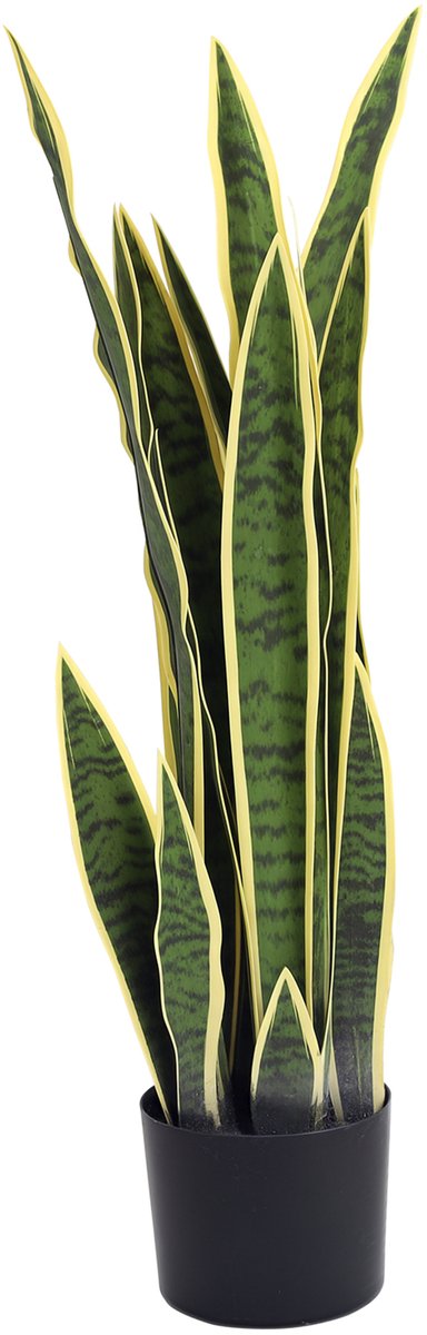 1 exemplaar van een gesimuleerde tijgerstaartplant – echte plant met pot – diameter 15 cm x hoogte 80 cm – groen en geel in combinatie