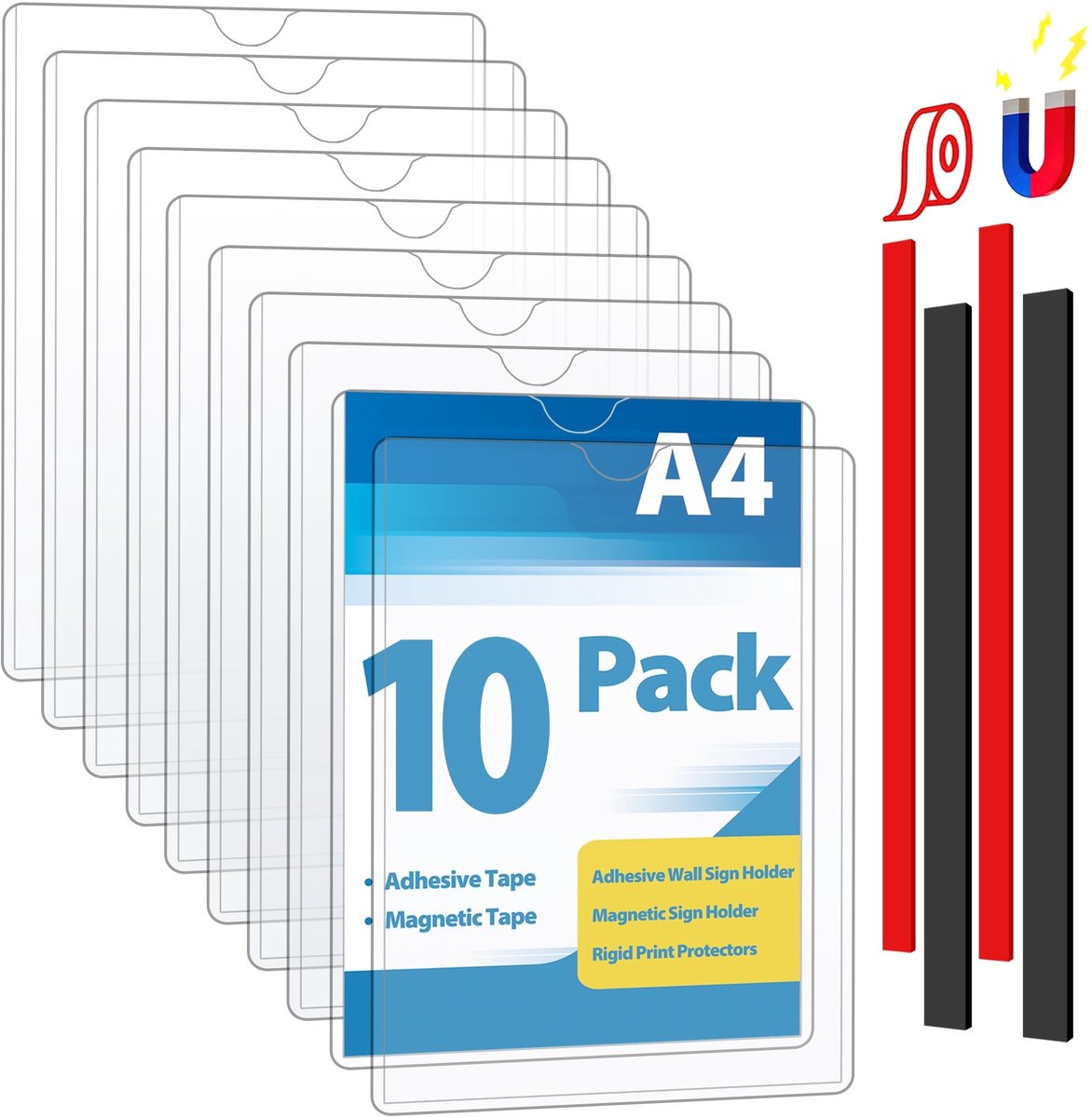 Dailygoods - A4 Magnetische Wandhouder - 10 Stuks voor Documenten en Posters