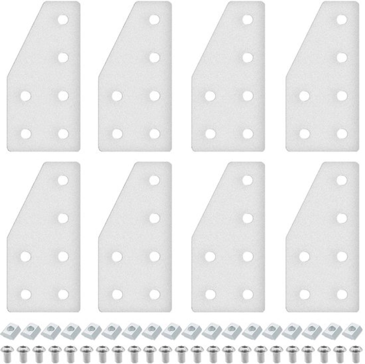 Hoekbeugel 2040 L - 8 Stuks - 6-gaats - T-slot Accessoires - T-moeren en Schroeven - Geschikt voor 3D-printerframes - Hoekconnector