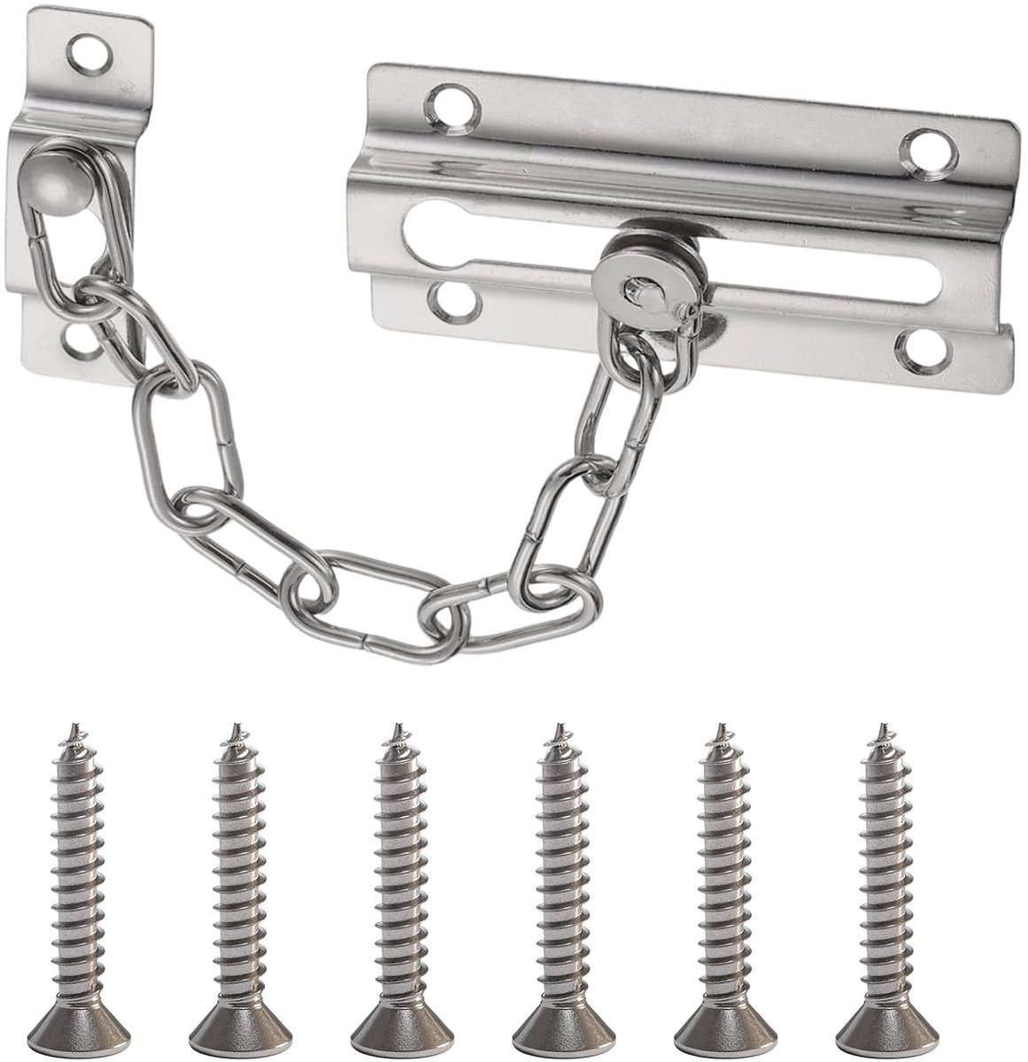 Dailygoods- Deurketting Versterkte Diefstalbeveiliging - Roestvrij Staal - Zilverkleurig - Afmetingen 85 x 40 mm - Inhoud 1 Stuk - Robuust Ontwerp - Deurbeslag