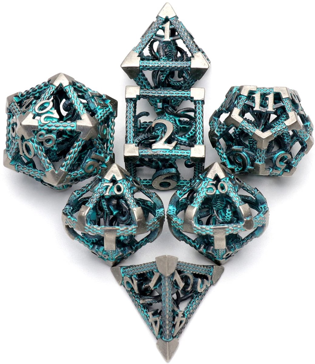Dailygoods - Würfel Set - Cthulhu Blau Metalen Dobbelstenen voor Spellen (Polyhedraal)