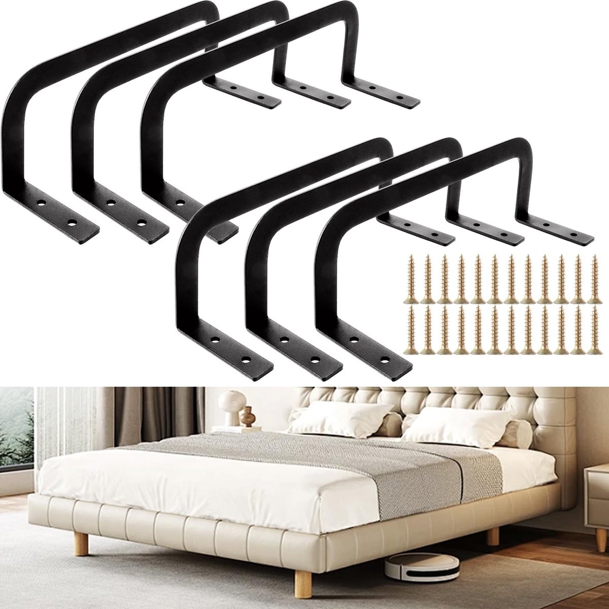 Dailygoods- Matrashouder Antislip - Matrasbeugel - Matrasstabilisatoren - Matrasstopper - 6 Stuks - Duurzaam Metaal 290x90x0,3 cm