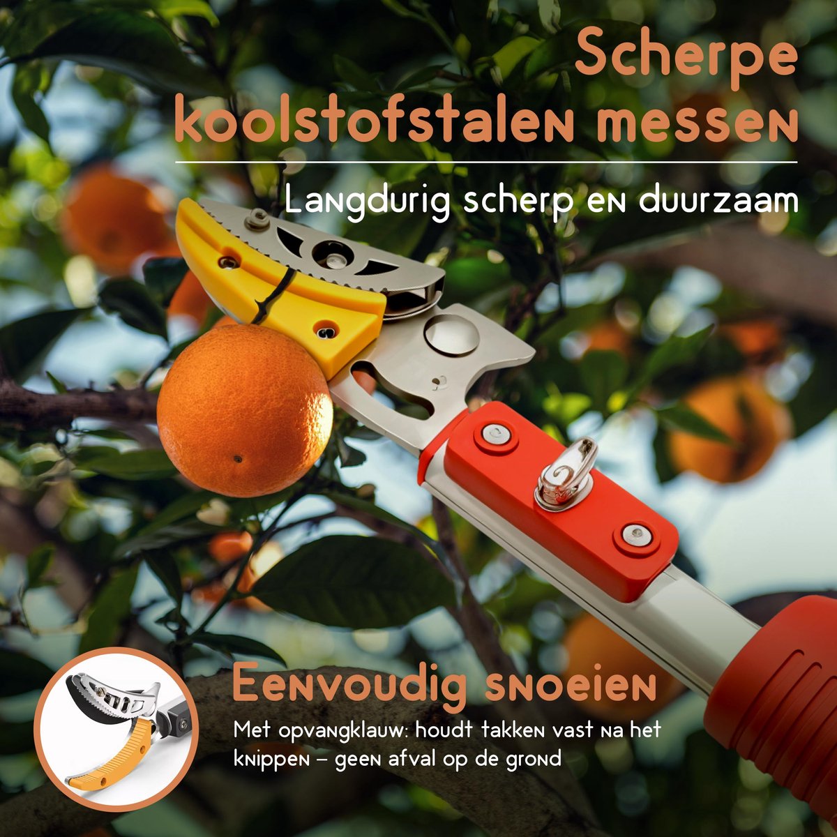 SnelShoppen - Telescopische Snoeischaar 130-220 cm, Rozenschaar, Takkenschaar met Zaagblad, Bloemenschaar, Tuinaccessoire voor Snoeien en Onderhoud