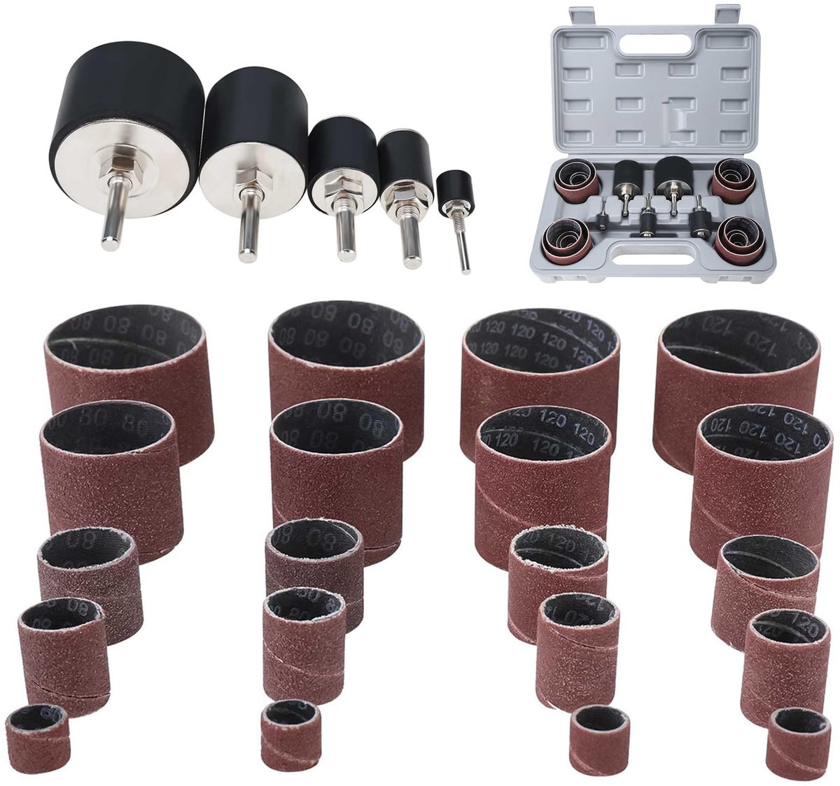 Dailygoods - 25 Stuks Schuurrollen met Doos - Voor Handboor en Schuurwerk