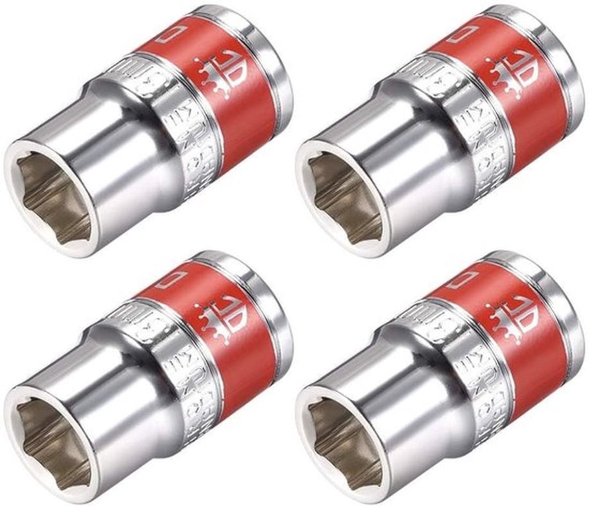 - 1/2-inch Aandrijving - Ondiepe Socket - Hoogwaardig Chroom-Vanadiumstaal - 13 mm - Voor Autoreparatie - 4 Stuks - Duurzaam en Betrouwba