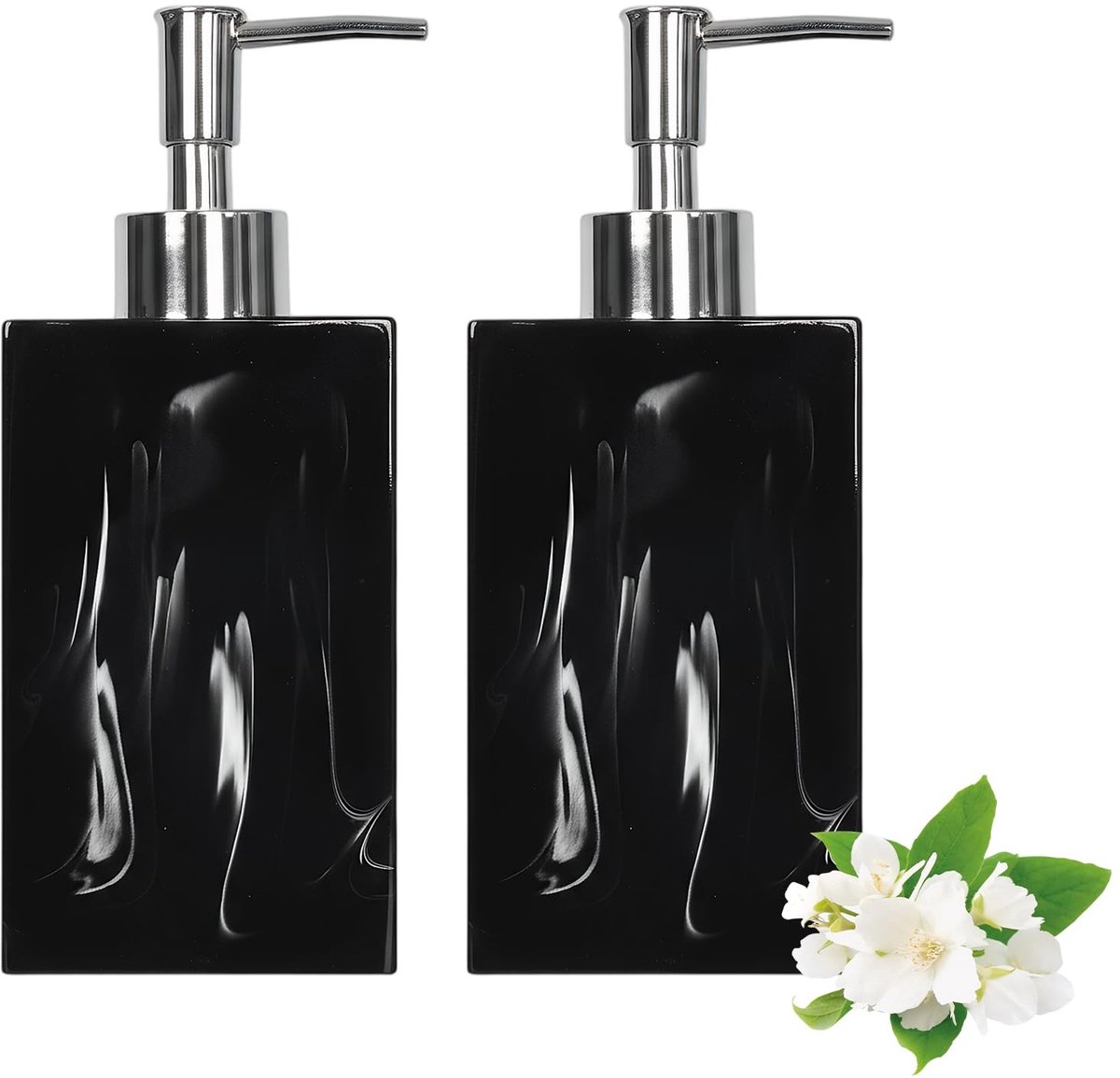 Dailygoods - Set van 2 Zeepdispensers met Marmerstructuur - Navulbare Resin Dispenser voor Badkamer en Keuken
