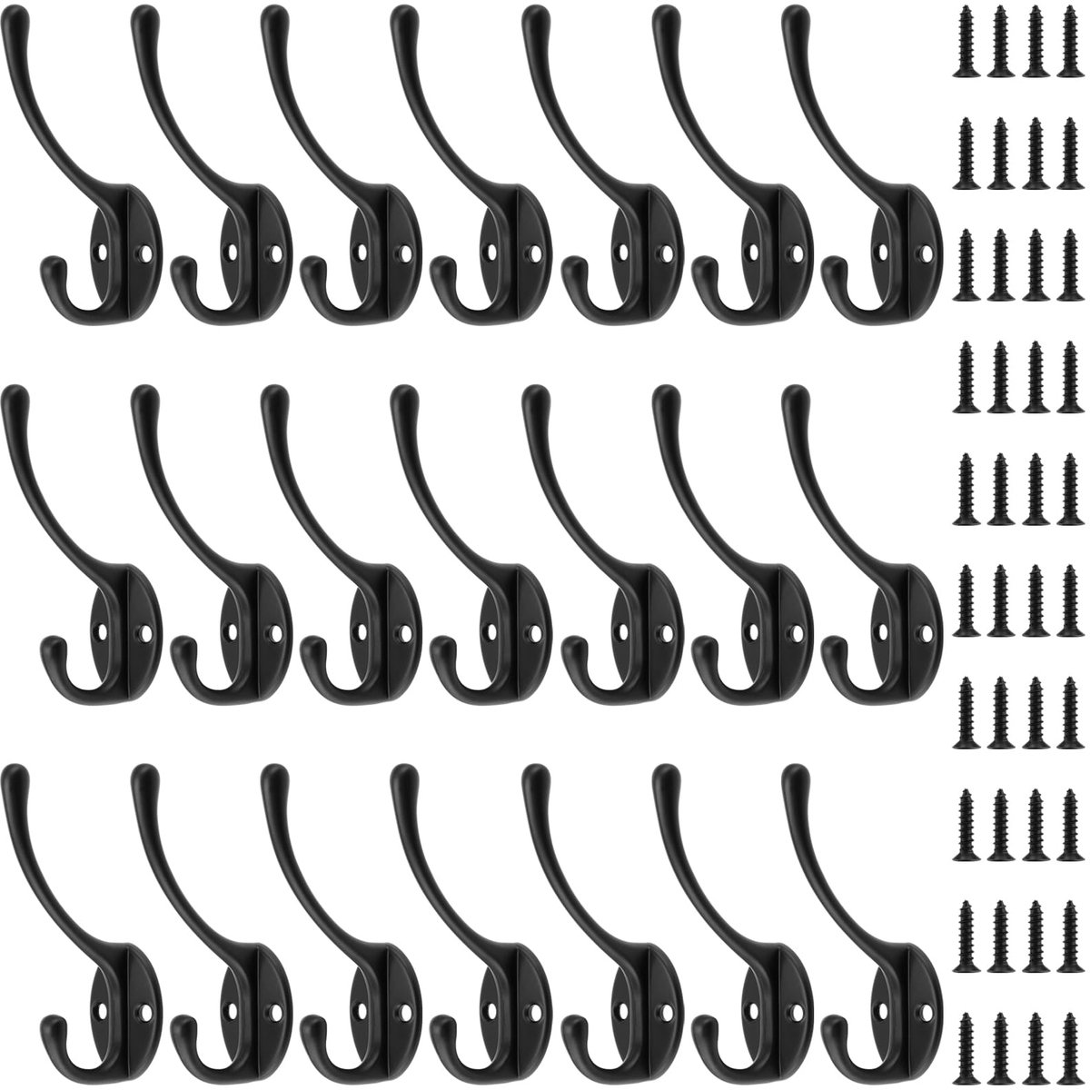 Dailygoods - 20 Stuks Wandgemonteerde Vintage Haakjes - Voor Kleding, Sleutels en Tassen