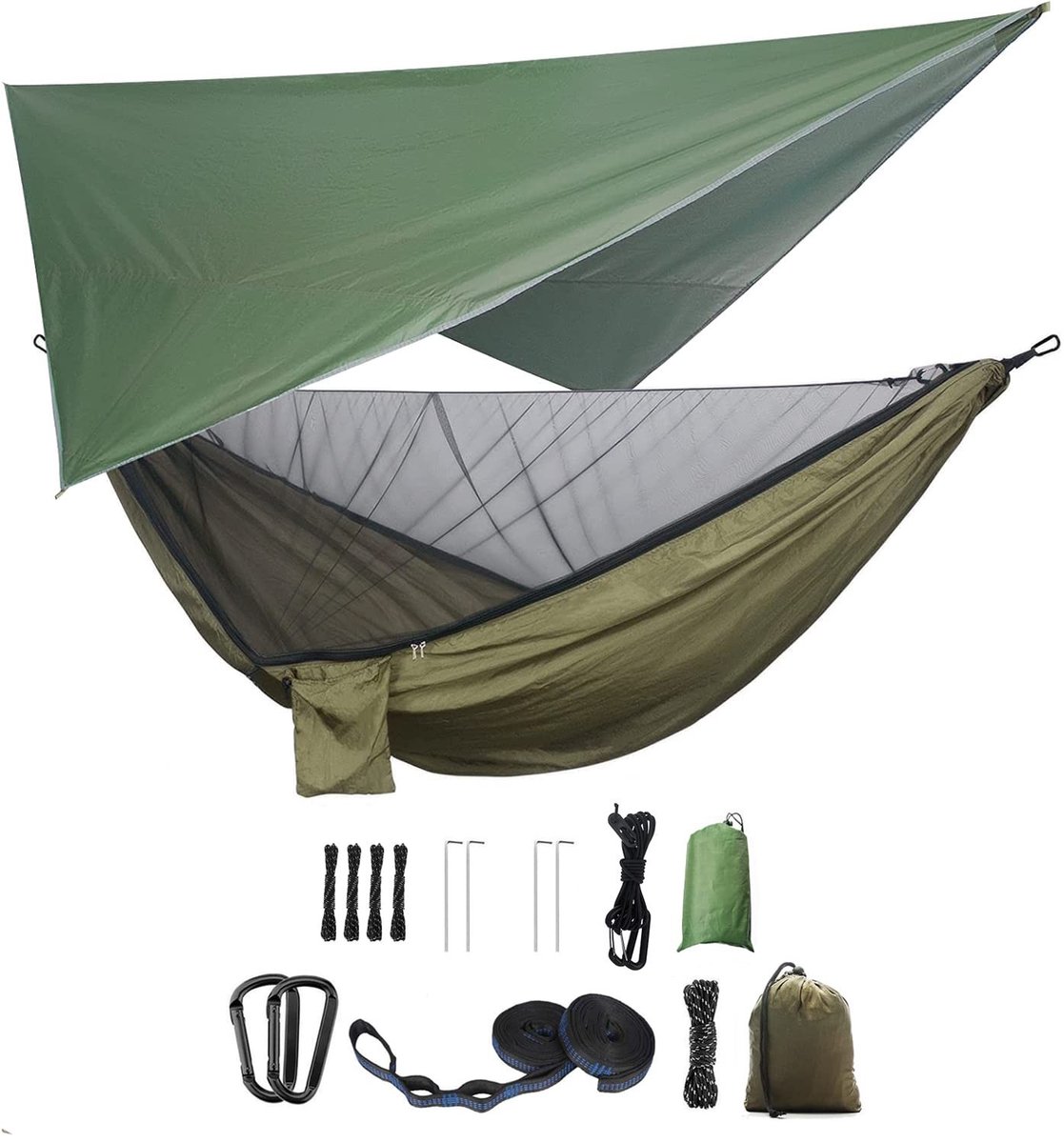 Dailygoods - Camping Hammock Set met Mosquito Net en Regenzeil - Perfect voor Buitenactiviteiten