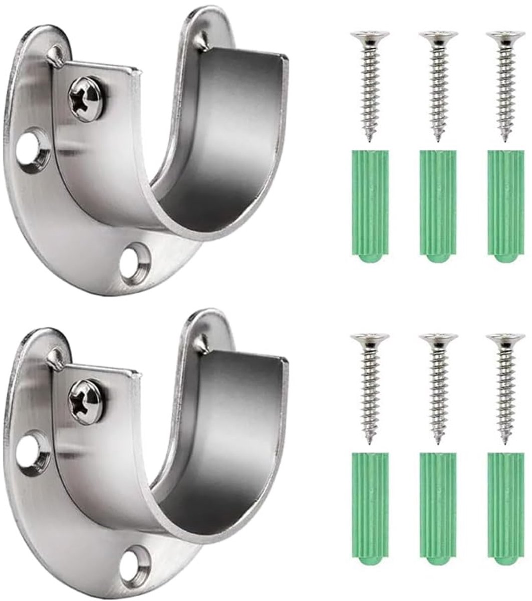 Dailygoods - 2 Stuks Gordijnrail Beugels voor Plafond en Kasten - 25mm U Flens