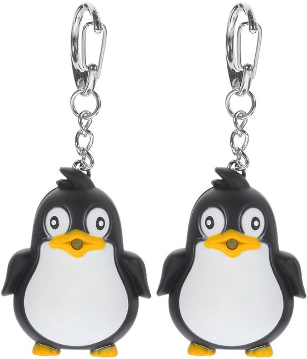 NTHProducts - Pinguïn Sleutelhanger - LED Licht en Geluid - Zwart - Schattige Dierenthema - Perfect voor Kinderen en Volwassenen - 2 Stuks