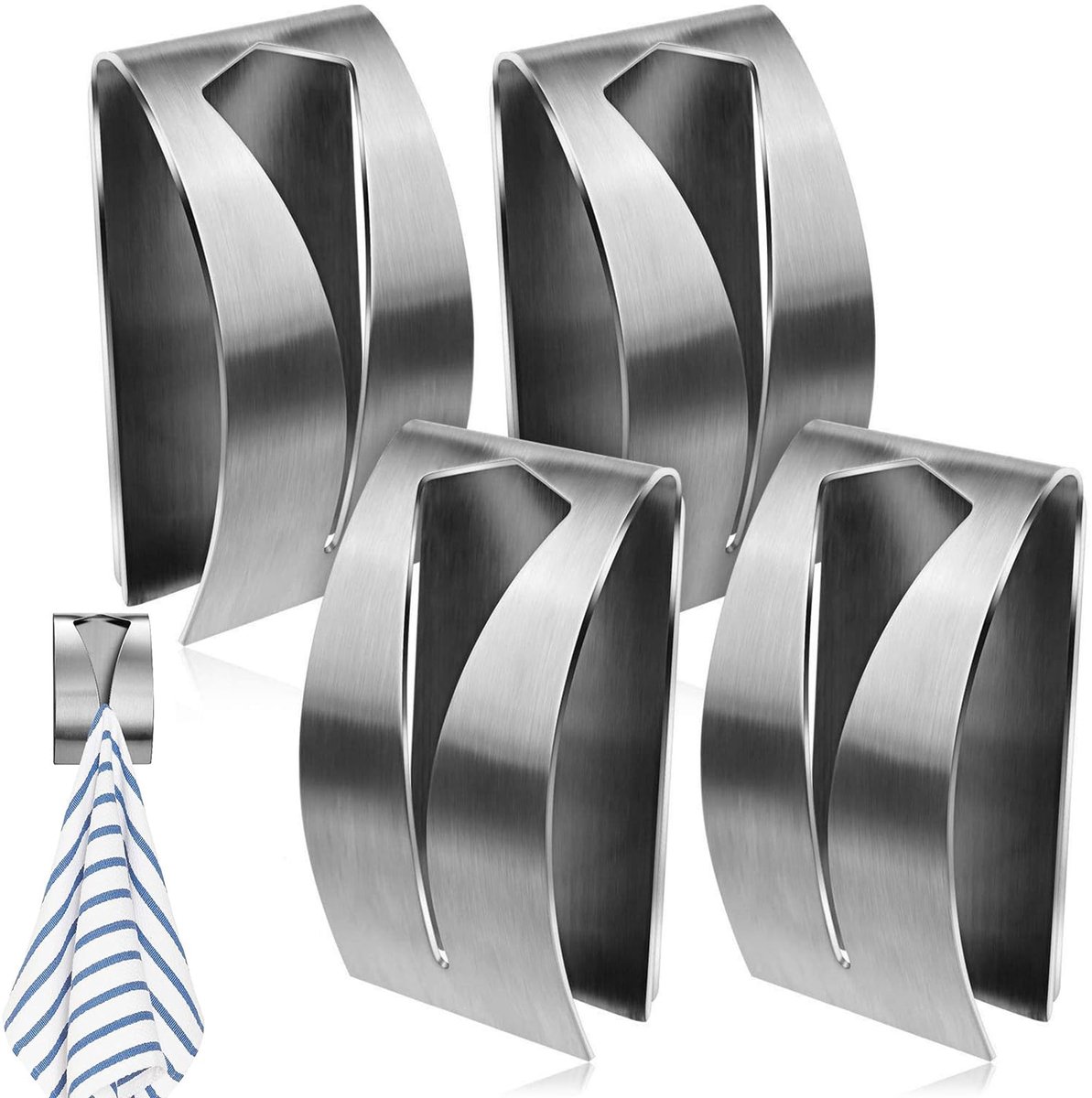 Dailygoods - Zelfklevende Haken voor Handdoeken en Theedoeken - 4 Stuks