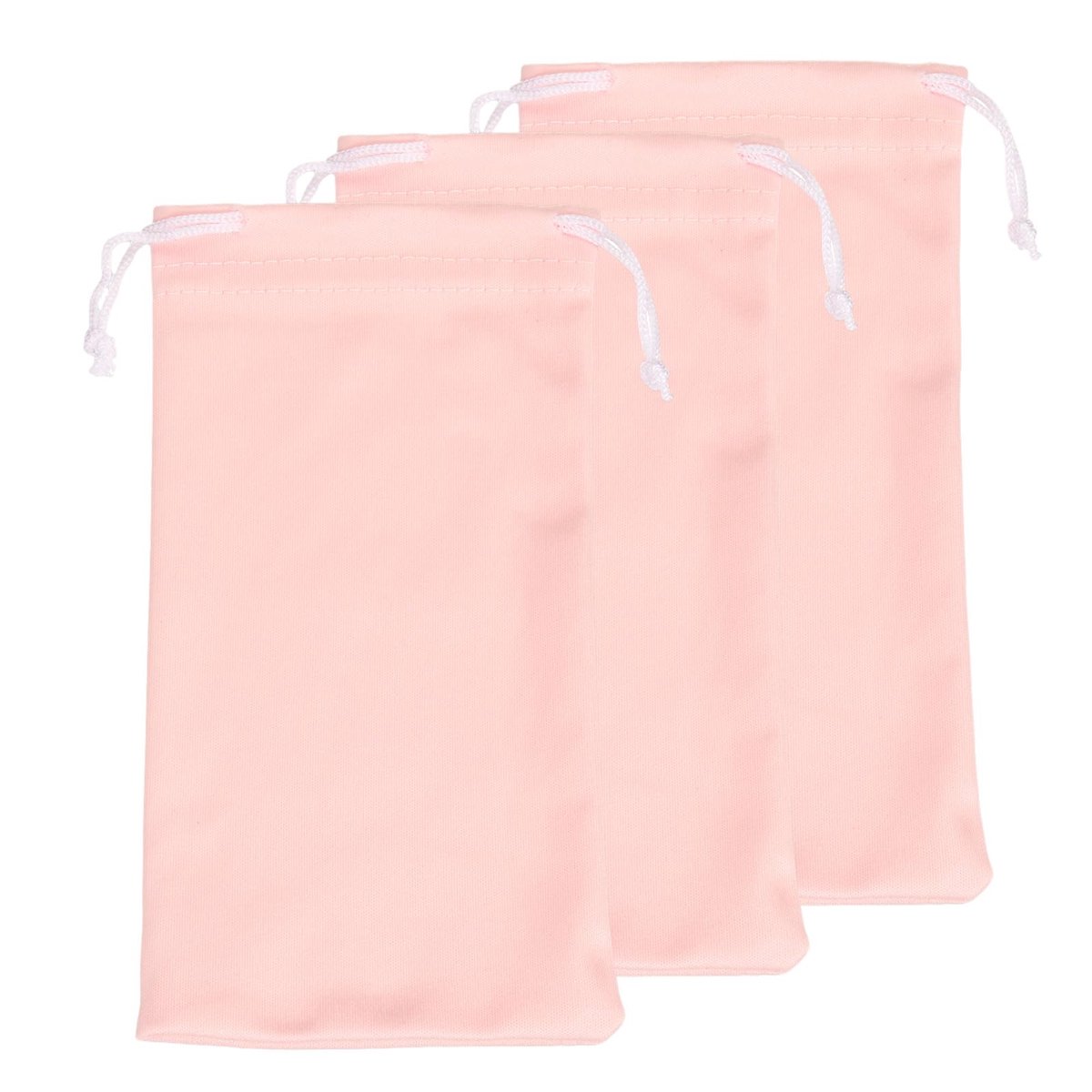 Dailygoods - 3 Stuks Microvezel Bril Etui - Draagbaar Etui voor Brillen en Sieraden - Roze