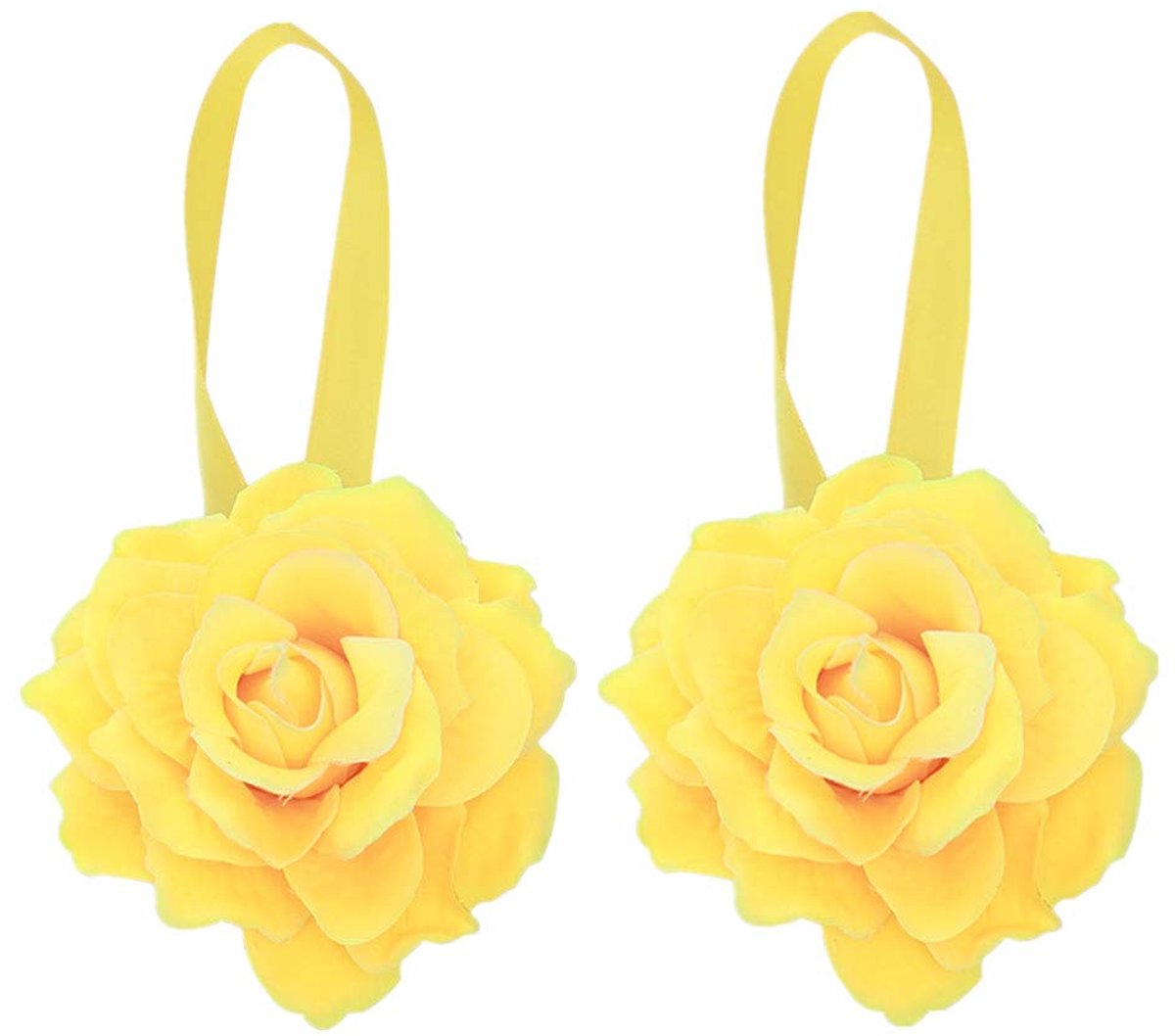 Dailygoods - 2 Stuks Gordijnspeld met Magneten en Bloem Design (40 cm)